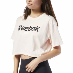 Reebok Training Essentials Linear Logo Crop T Shirt Damen - Rosa - DE 160-WFN